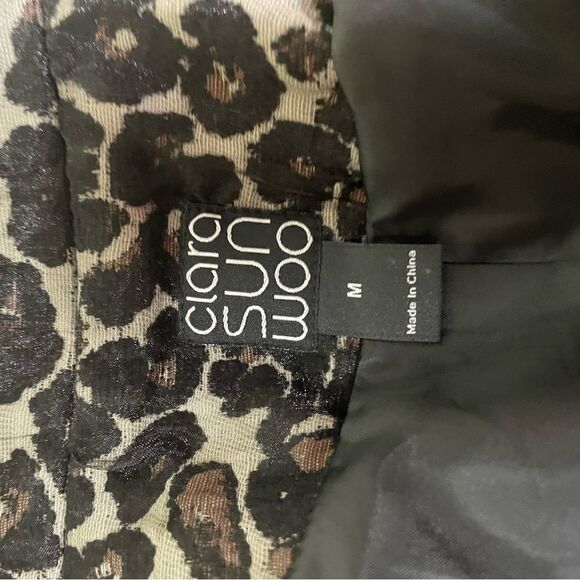 Clara SunWoo Leopard Cheetah Belted Cropped Trench Coat Size Medium‎ - Picture 3 of 8